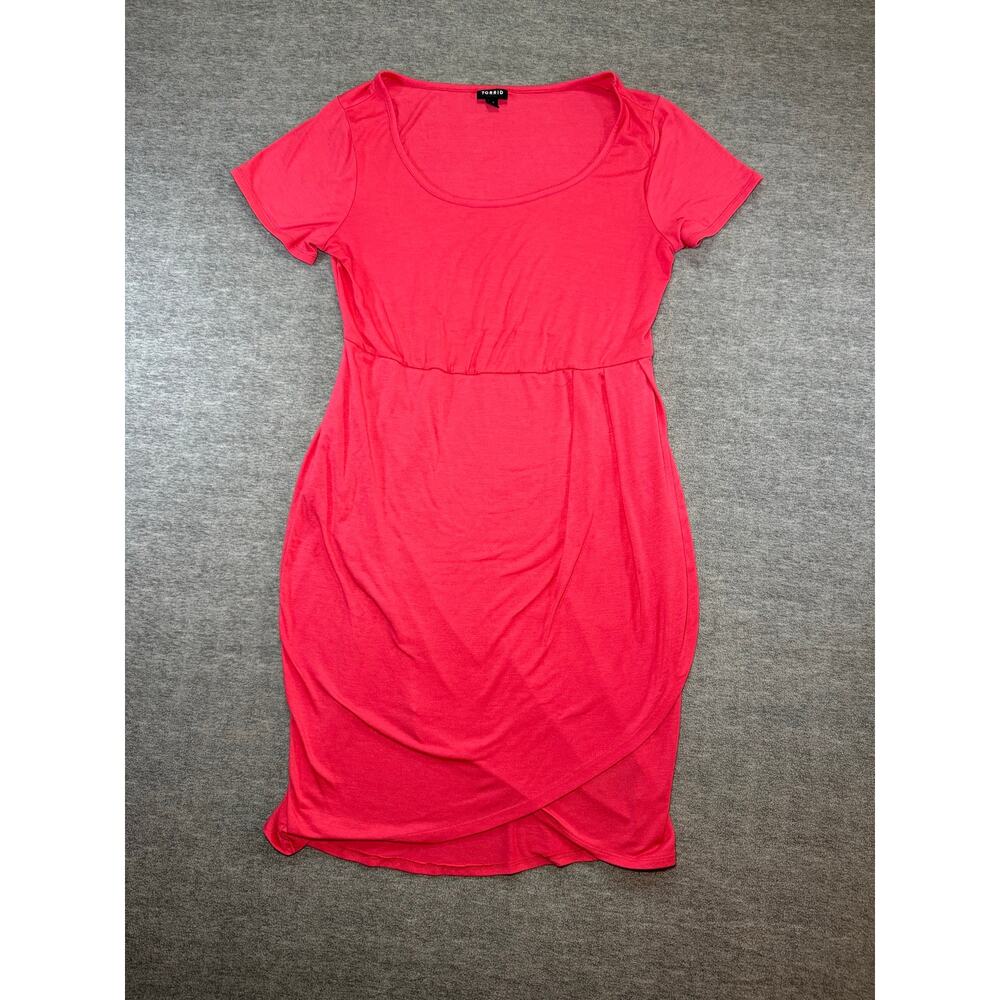 Torrid Women’s Dress-Size 00/Pink/Short Sleeve Empire Waist/Tulip Hem Plus Size